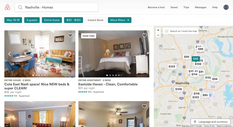 the airbnb website