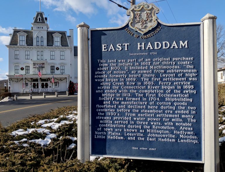 east haddam town sign with history
