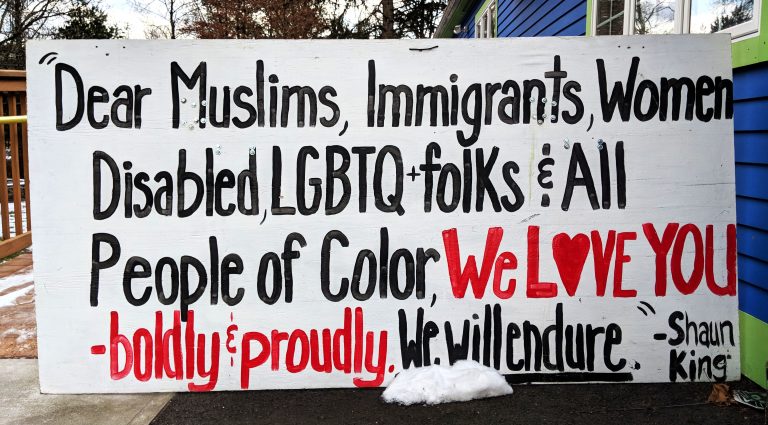 "Dear Muslims, Immigrants, Women, Disabled, LGBTQ folks & all People of Color, We Love you-boldy and proudly. We will endures." -Shaun King
