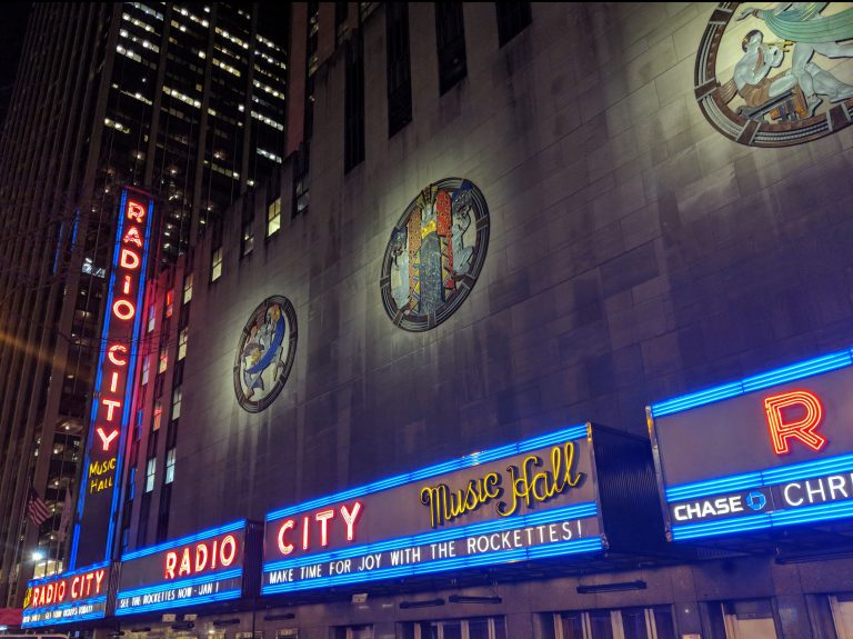 the outside of the radio city music hall