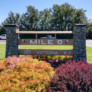 the sign for mile 0 in victoria canada