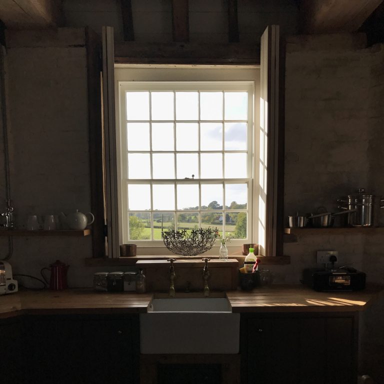 kitchen window looking out on kentish countryside
