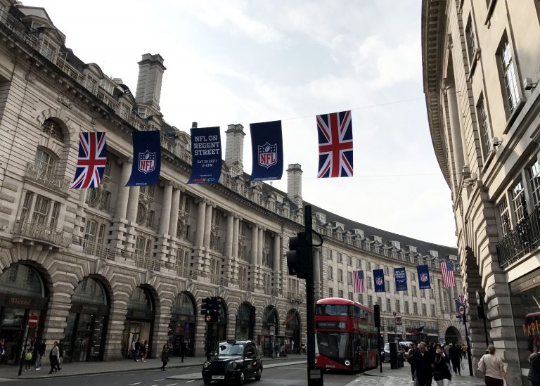 nfl flags on regents street in london