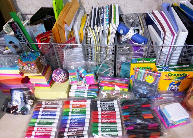 collection of school supplies