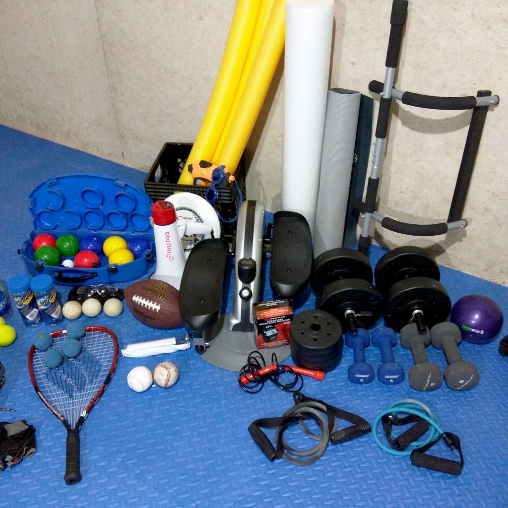 collection of sports equiptment