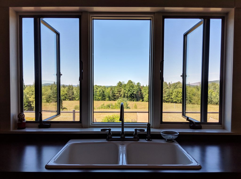 view from kitchen sink at Cherry Valley Farm Airbnb