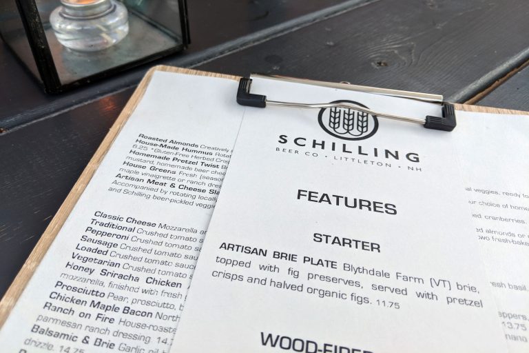 Shilling Brewery Menu in Littleton, New Hampshire