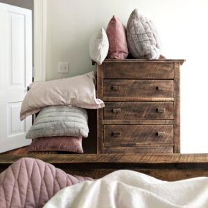 Dresser for throw pillows at night