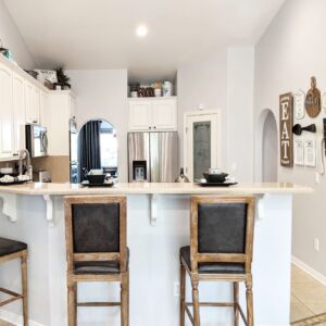 kitchen with bar stools