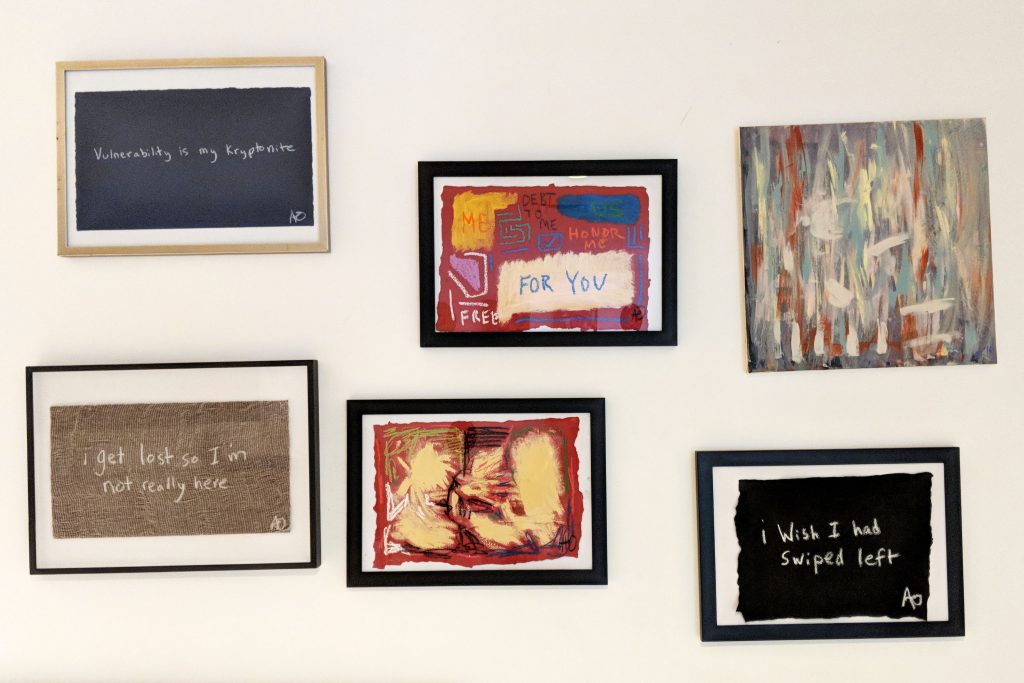 six framed pieces of art