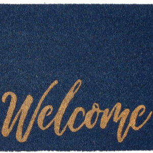 blue welcome mat